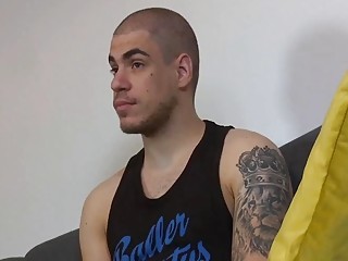 Tatted babe has a solo scene during casting call